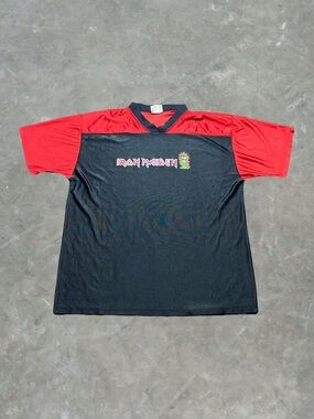 Vintage Iron Maiden Football Jersey Mens Size XL Black/Red 90s VTG